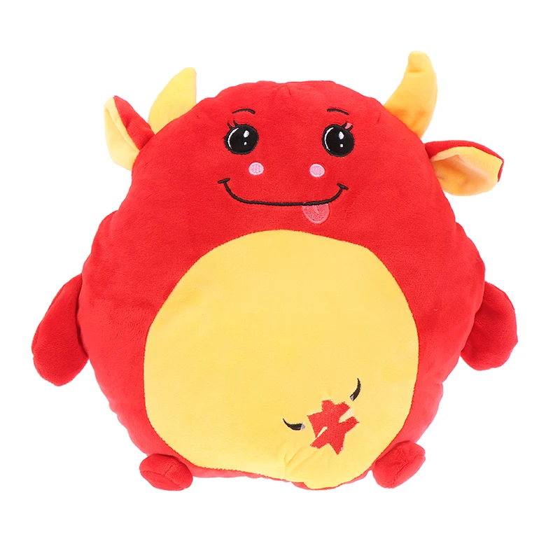 

30cm Cute Cow Ball Shaped Doll Ultra Soft Stuffed Cartoon Plush Toy Warm Hands