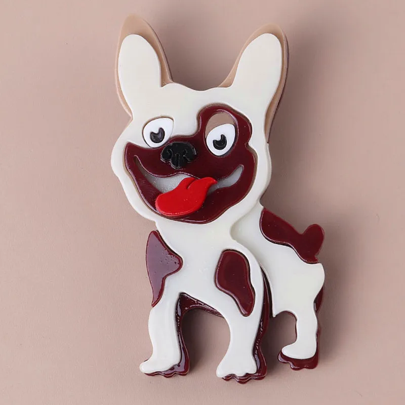 

FishSheep Cute Acrylic Spotty Dog Brooch For Women Kids Handmade Resin Lovely Animal Brooches Lapel Safety Pins Christmas Gifts