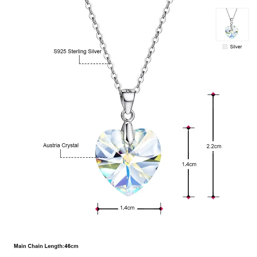 Женское Ожерелье с кристаллами Neoglory серебро 925 пробы романтическая подвеска в