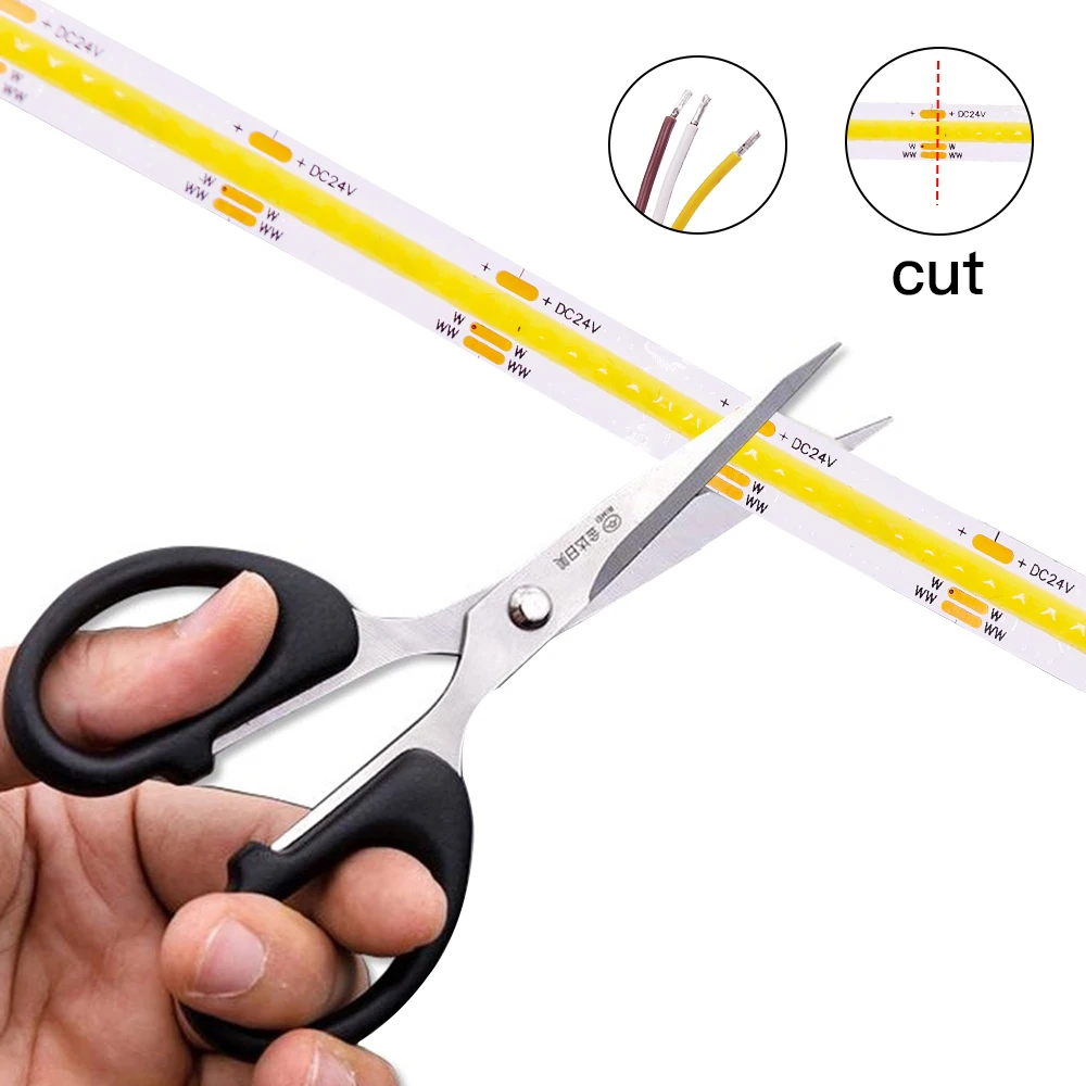 Светодиодная ленсветильник CCT COB 5 м высокая плотность два цвета теплый и холодный