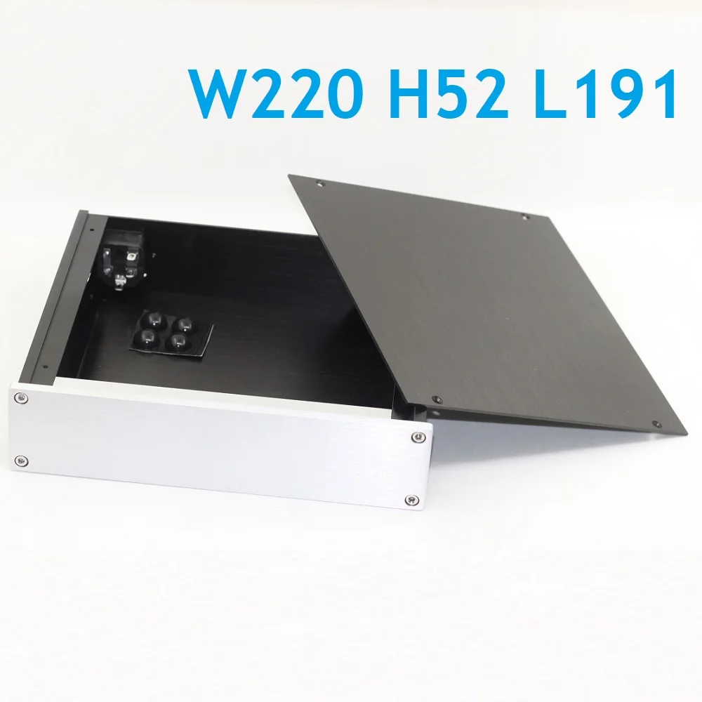 

Small W220 H52 L191 Shell Preamp Anodized Aluminum Chassis Power Supply DIY DAC Box Silver Panel Rear AMP Hi End Amplifier PSU