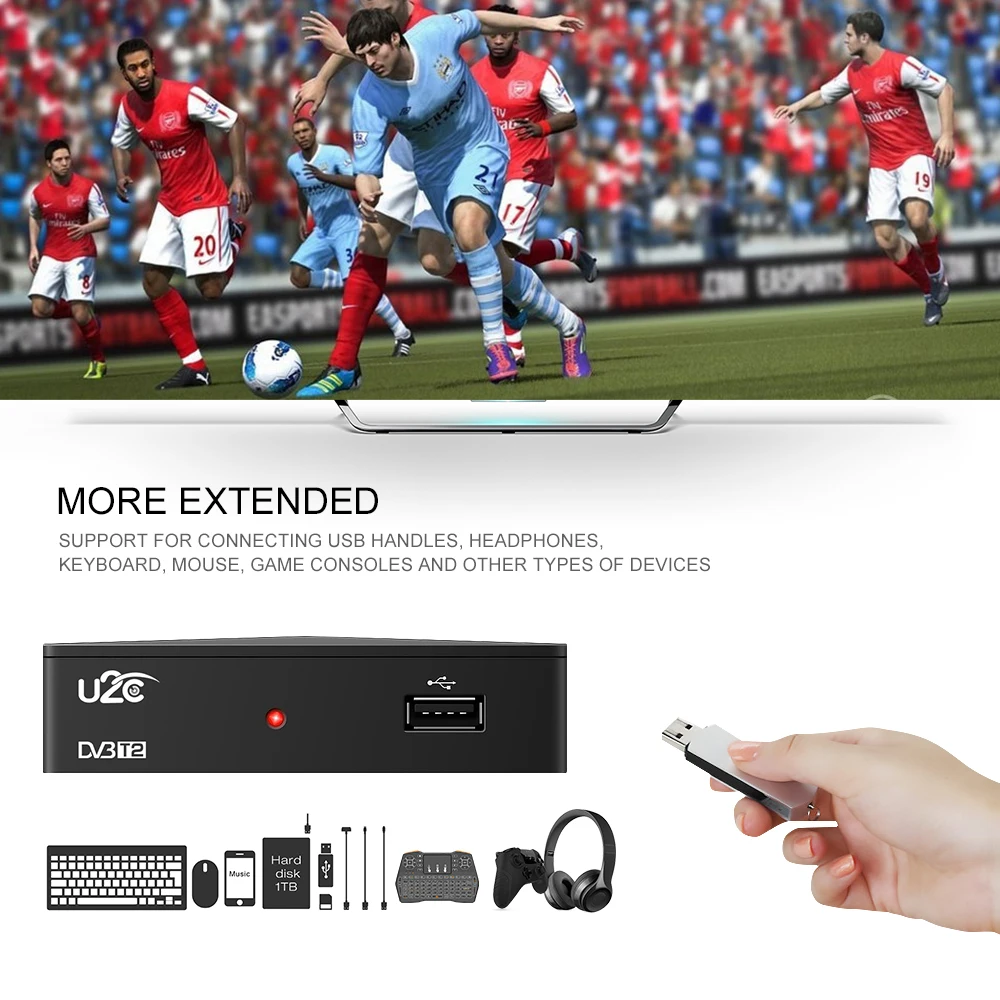 Mini U2C DVB-T2 Receiver Digital Full HD 1080P TV Tuner DVB T2 Vga H.264 with USB WiFi Satellite Decoder Russia | Электроника