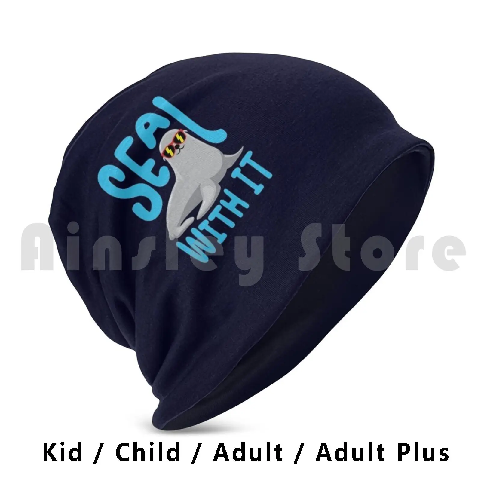 

Seal With It Seals Sea Life Beanies Pullover Cap Comfortable Funny Ocean Humor Sea Life Seal Animal Seals