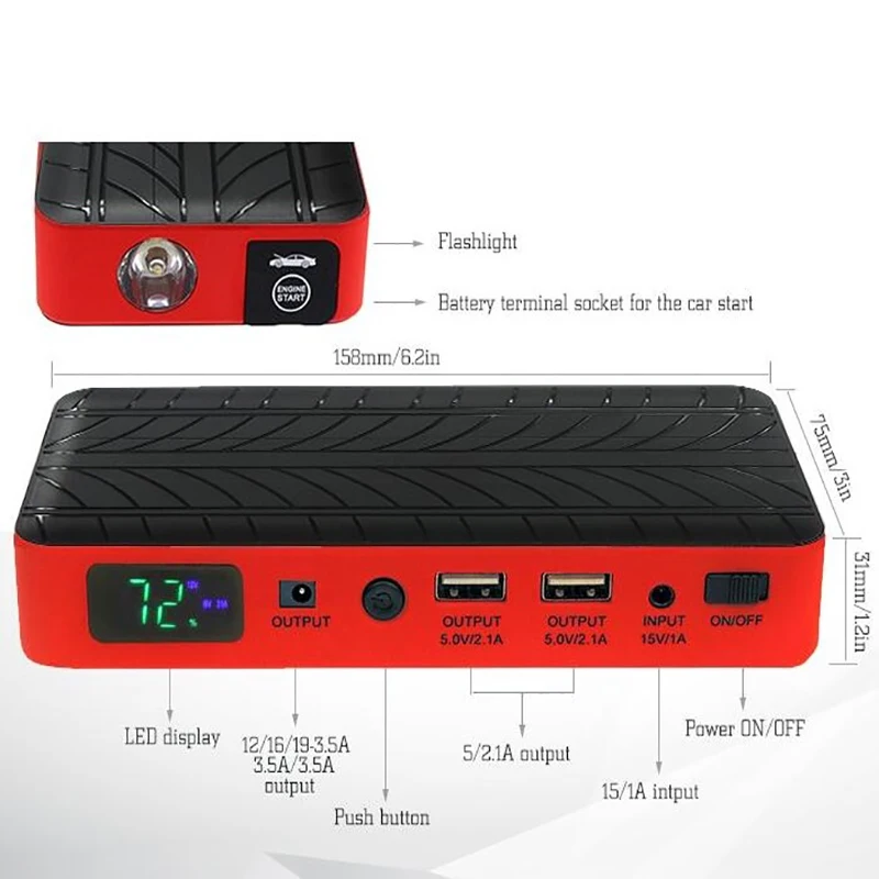 Многофункциональное портативное аварийное Стартовое зарядное устройство с
