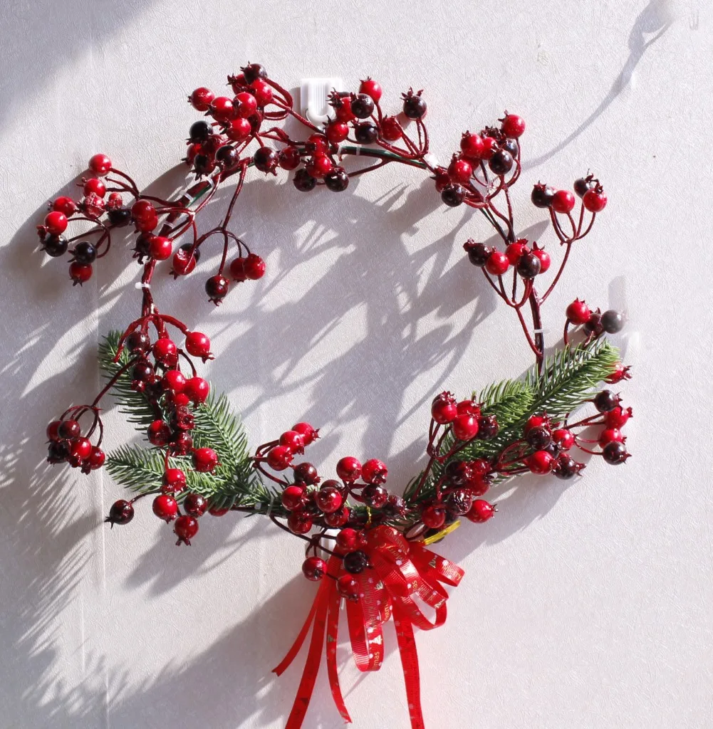 Диаметр: 45 см красная сосна Рождество дома двери украшение венок на День