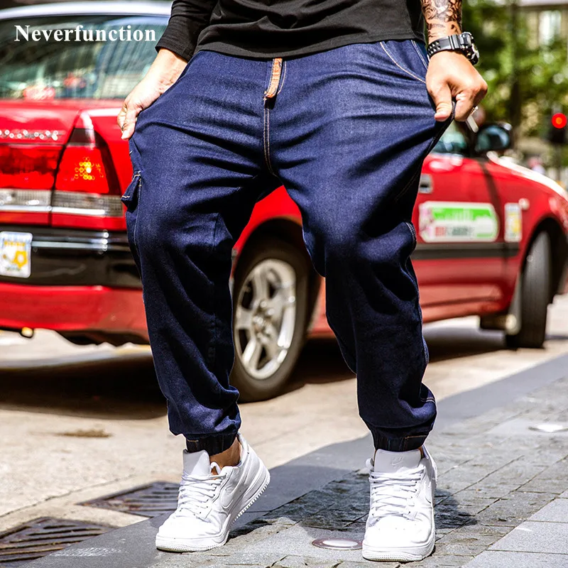 Джинсы мужские прямые с множеством карманов уличная одежда простые синие