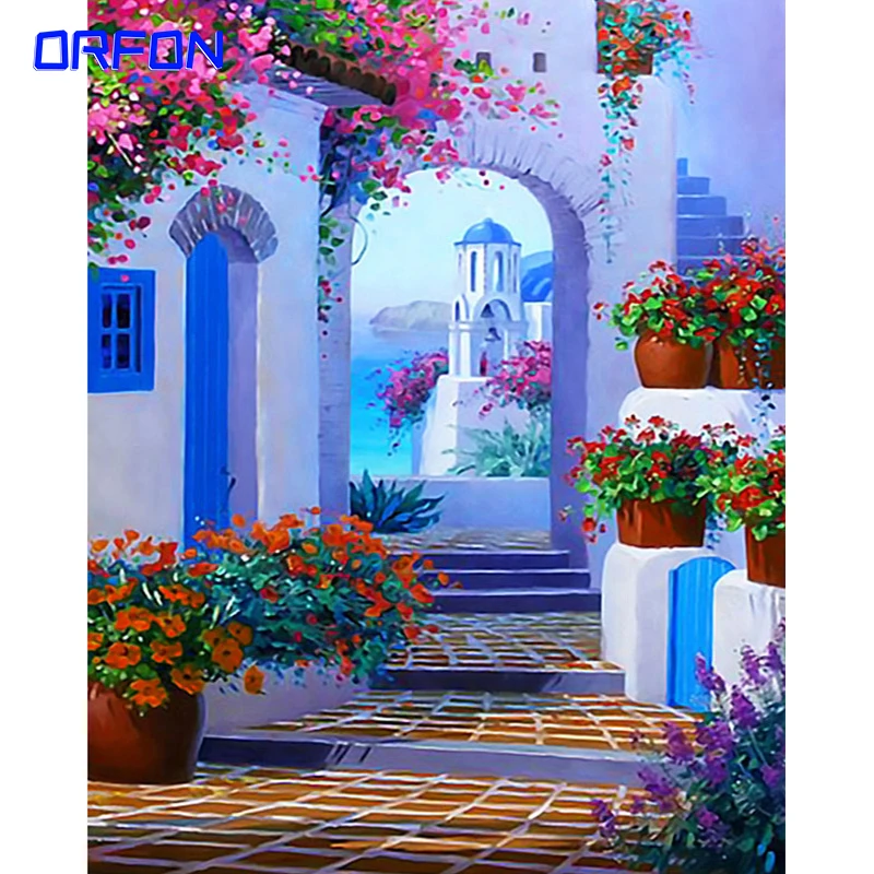 

orfon Mediterranean DIY Painting By Numbers With Frame Europe For Living Room Wall Calligraphy Arts Home Decor Unique Gift