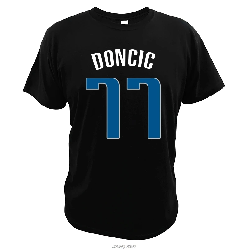 Европейский размер, футболка Luka Doncic, баскетболист, футболки с номером участника, мужские свободные повседневные топы с коротким рукавом - Цвет: Black