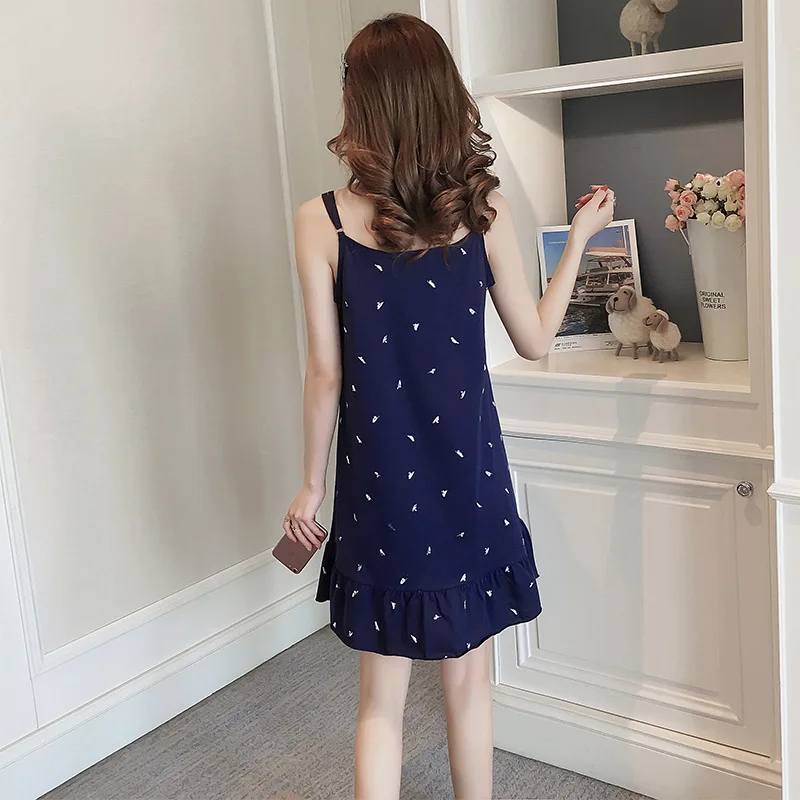 Korean Version Student Nightdress Female Summer Sweet Lovely Suspender Nightdress Summer Cotton Skirt Vest Home Clothes