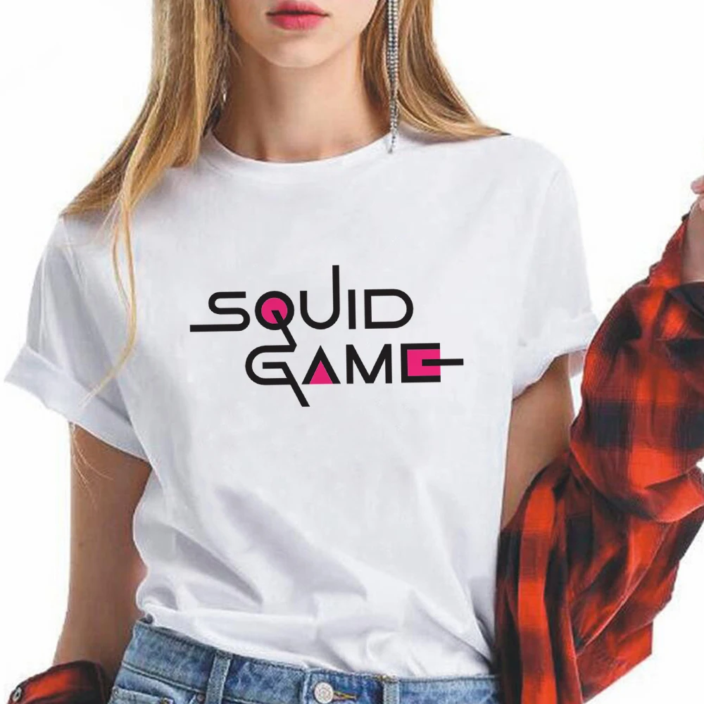 

Women Tee shirt Casual Loose Beautiful T-shirt Hipster Cute Squid Game Graphic Streetwear Hot Selling Top Cartoon Short Sleeve