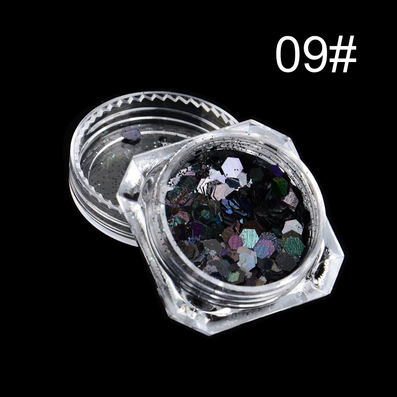 

1 PC Hexagon Sparkles Nail Glitter Mix Size Nail Art Powder Sequins Flakes Mermaid Holographic Decorations