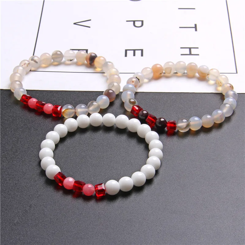 Розовый кварцевый камень браслет Femme натуральные браслеты с бусинами из камня