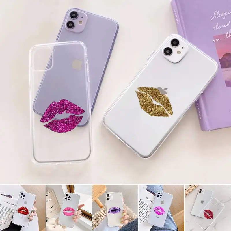 

Shiny sexy lips Phone Case For iphone 12 11 mini x xs xr pro max 8 7 6s 6 5 5s 5c se plus Transparent soft