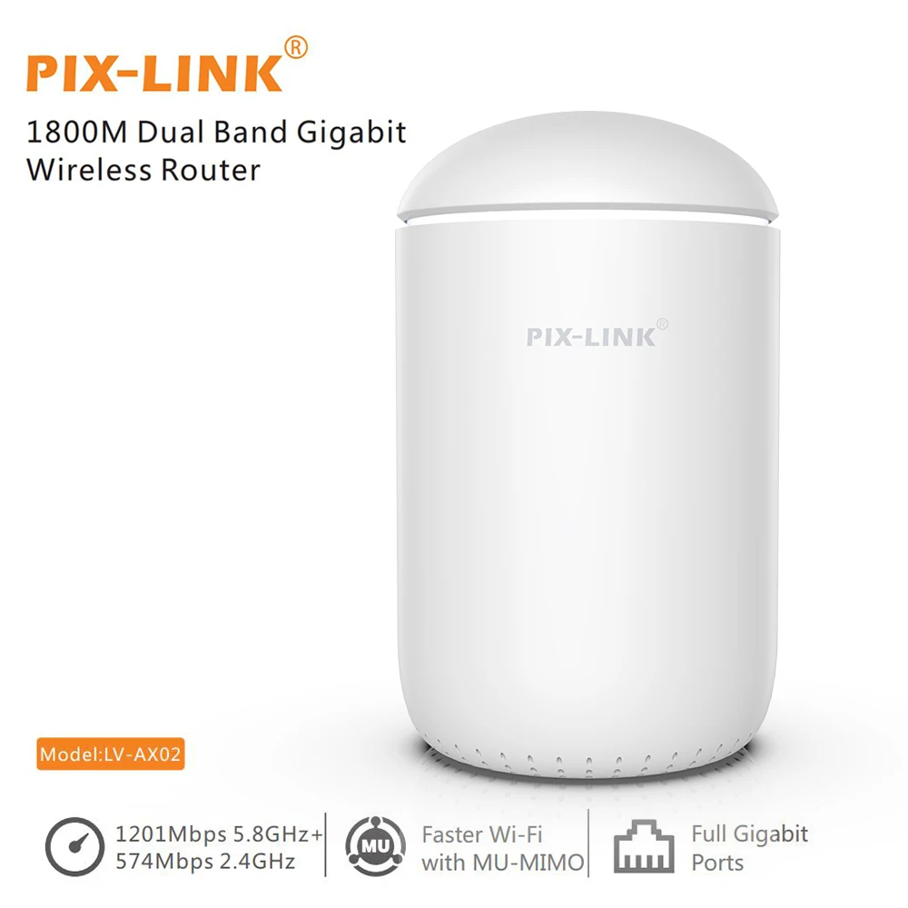 

PIXLINK LV-AX02 WiFi 6 Router-AX1800 Wi-Fi Easy Router 1800Mbps Gigabit Router Dual Band OFDMA MU-MIMO Beamforming Smart Connect