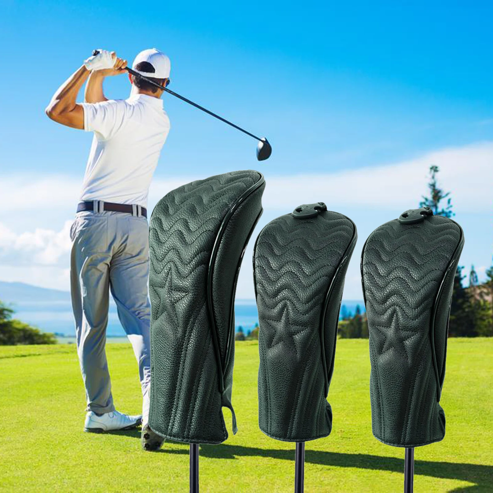 

3 3x Golf Wood Headcover Durable Anti- Drivers Covers Utility Protector