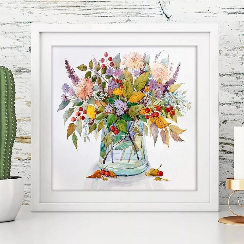 

5d Diamond Painting Flower Complete Quadrant / Round Diamond Injection Frame Work Diy Mosaic Set Flower Painting / Home Decorati