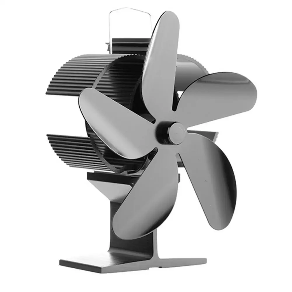

New Fireplace 5 Blades Heating Powered Stove Fan Log Wood Burner Eco-fan Quiet Home Fireplace Efficient Heat Fans Distribution