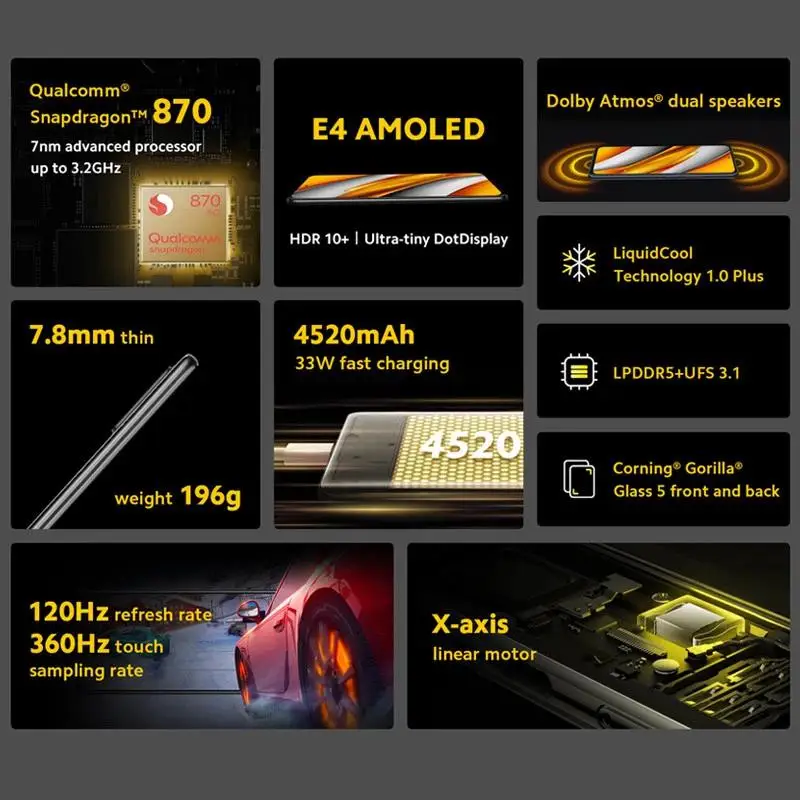 global version poco f3 nfc 5g 6gb 128gb8gb 256gb smartphone snapdragon 870 octa core 6 67120hz e4 amoled display 48mp 33w fast free global shipping