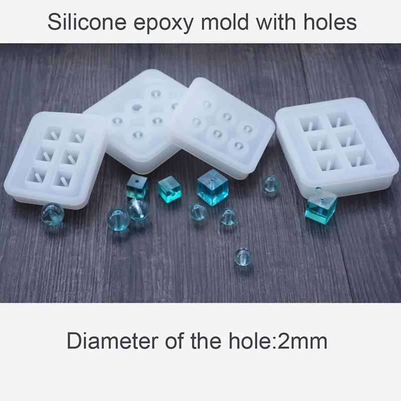 Прозрачный прямоугольная силиконовая форма для бусин квадратный мяч 6 отверстия