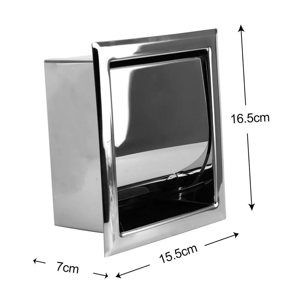 

Wall Mounted Stainless Steel Polished Chrome Concealable Toilet Paper Holder Roll Paper Box
