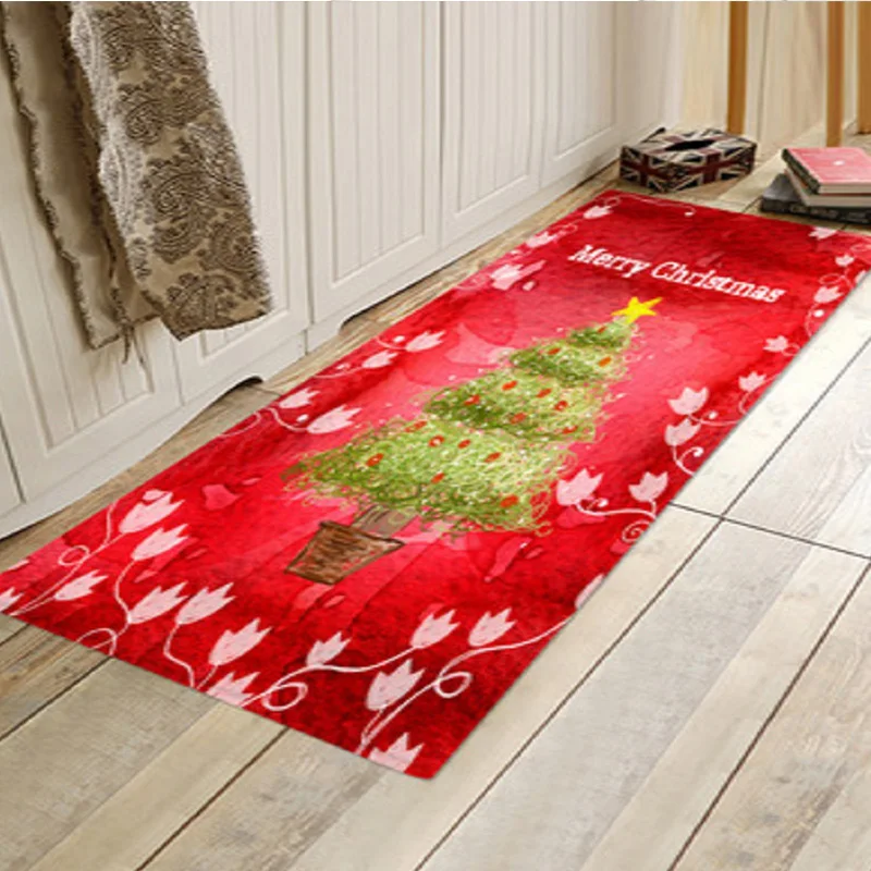 3D Рождественский нескользящий ковер для кухни комнаты напольный коврик
