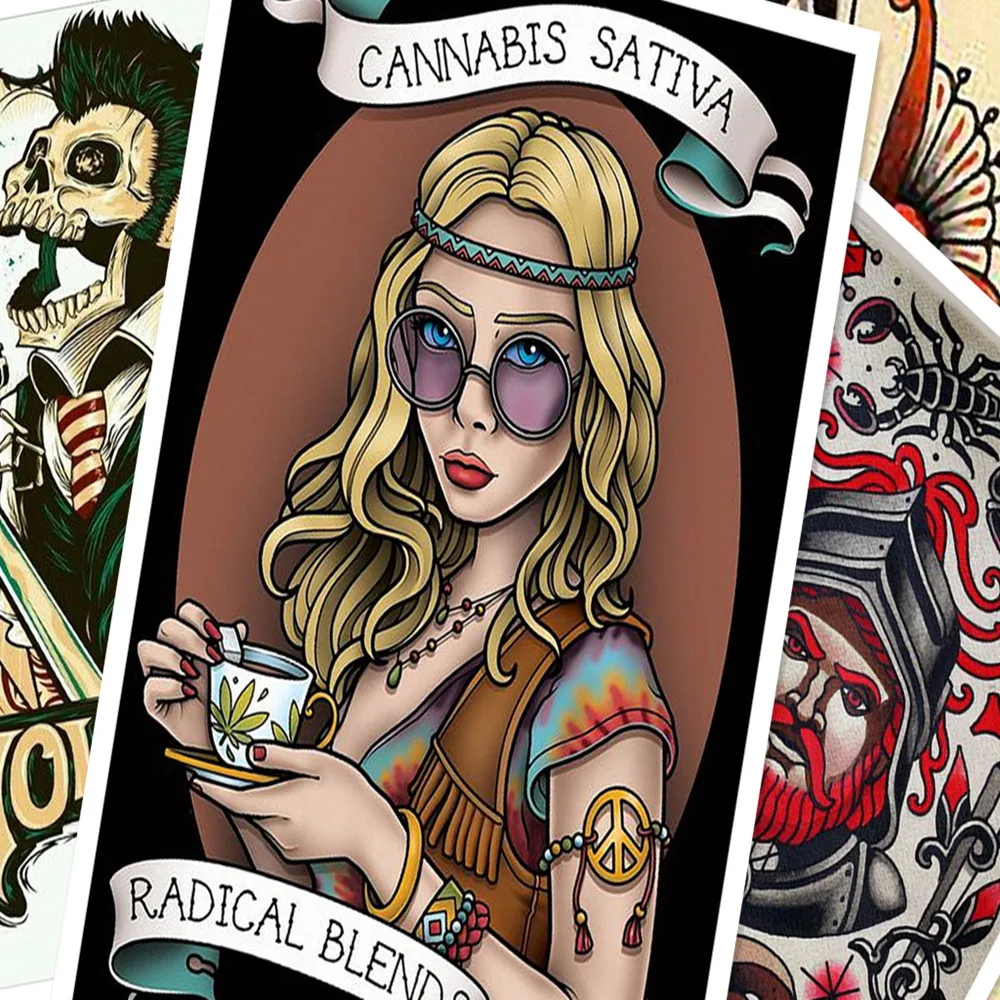 Креативный дизайн татуировки Плакаты стикер на стену 30X42 см Ностальгия Ретро