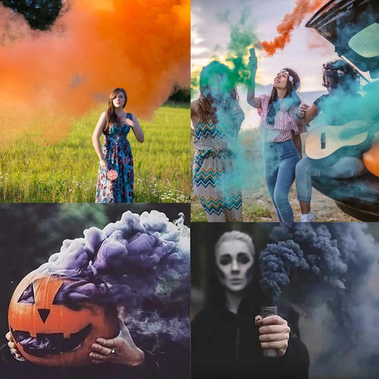 6PCS White Colorful Smoke Pills Combustion Smog Cake Effect Bomb Portable Photography Prop Halloween Party Supplies |