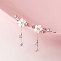 retro elegant sterling shell cherry blossom shape tassel earrings women long pendant jewelry hanfu accessories