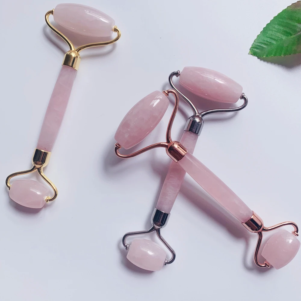 Массажер для лица нефритовый ролик Красота розовый кварц массажный 100% настоящие