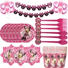 Розовая тема Минни Мауса Disney, украшения для дня рождения, тарелки для салфеток, чашки, шары, одноразовая посуда, Детские принадлежности для душа