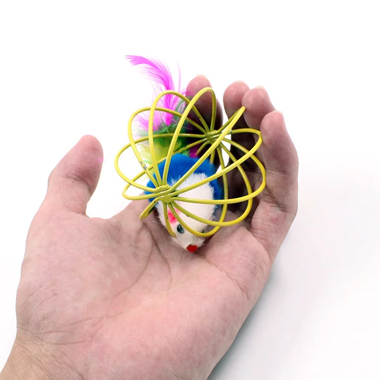 

Cat Interactive Toy Stick Feather Wand With Small Bell Mouse Cage Toys Plastic Artificial Colorful Cat Teaser Toy Pet Supplies