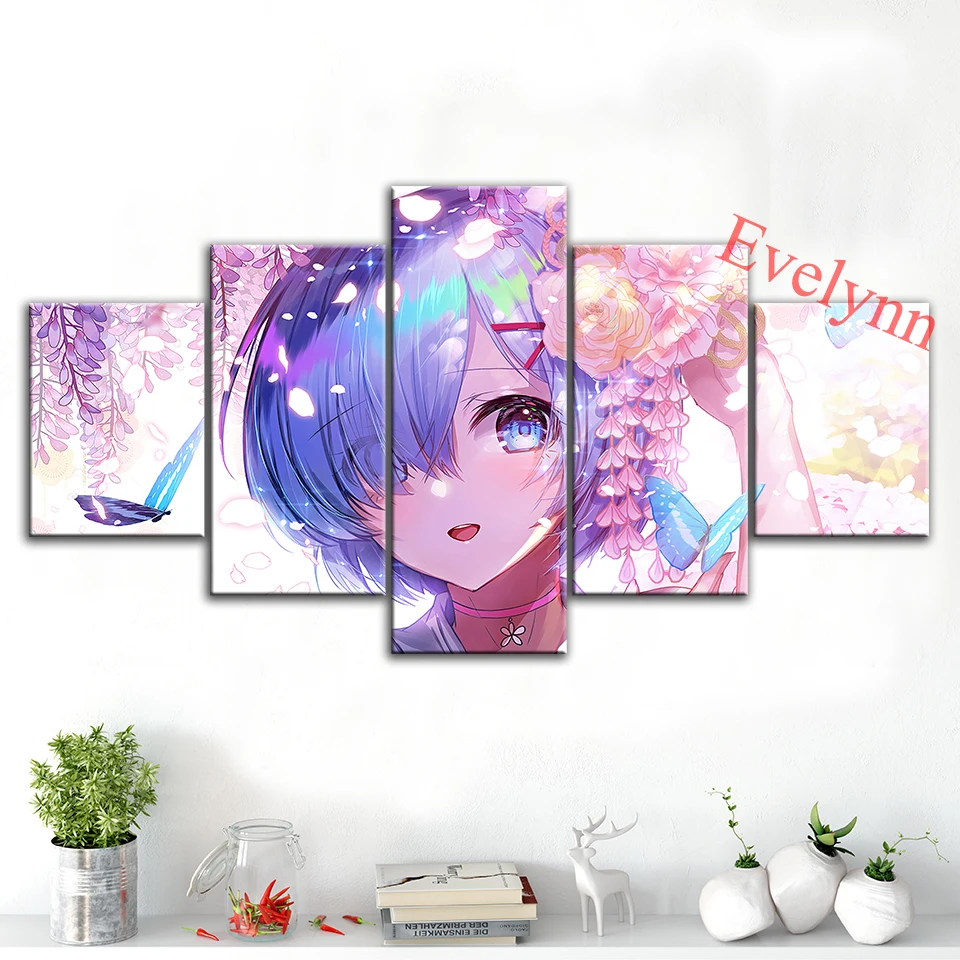 

Anime Poster Girl Zoro With Butterflyhome Decor Painting 5 Pieces Nordic Wall Art Canvas Print Modular Pictures For Living Room