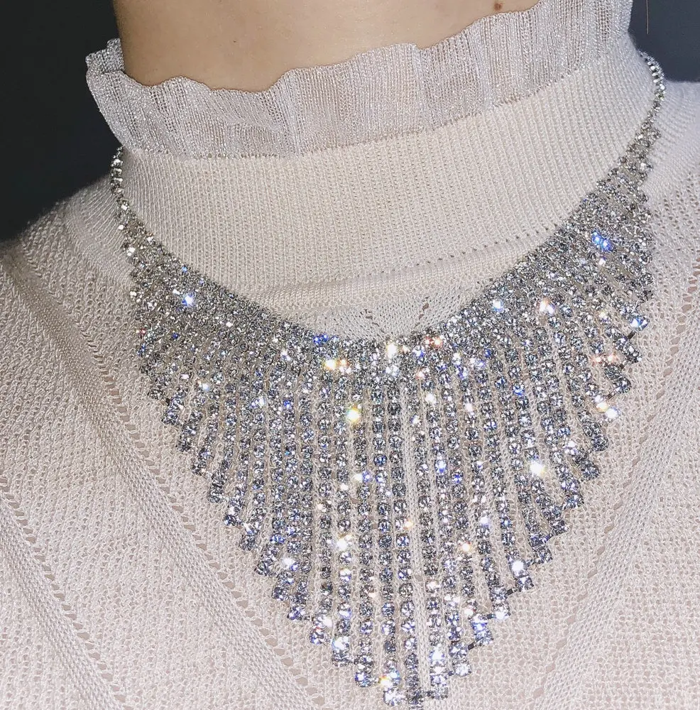 Набор из ожерелья и серег со стразами | Украшения аксессуары