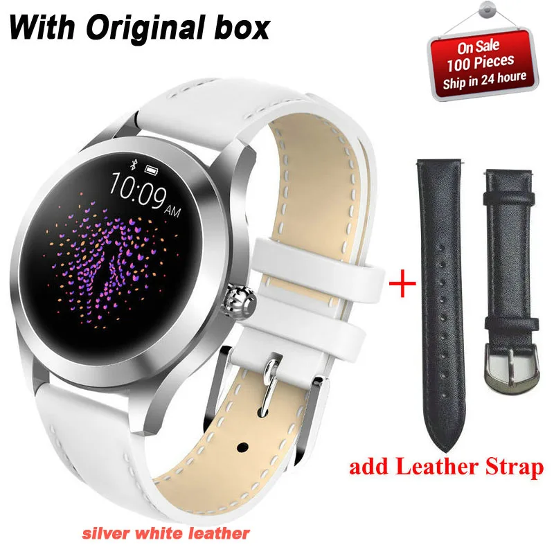 add extra strap KW10 Смарт часы для женщин IP68 Водонепроницаемый мониторинг сердечного ритма Bluetooth фитнес Браслет Smartwatch для Android IOS pk H2 H1 - Цвет: add extra strap