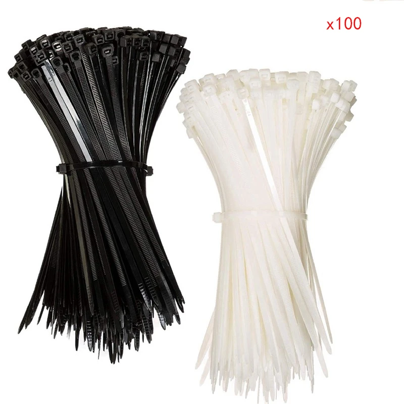 

500pcs Assorted Self-locking Nylon Cable Ties Black Plastic Zip Tie Loop Wire Wrap Zip Ties Nylon Webbing Size:3x100 3x150mm