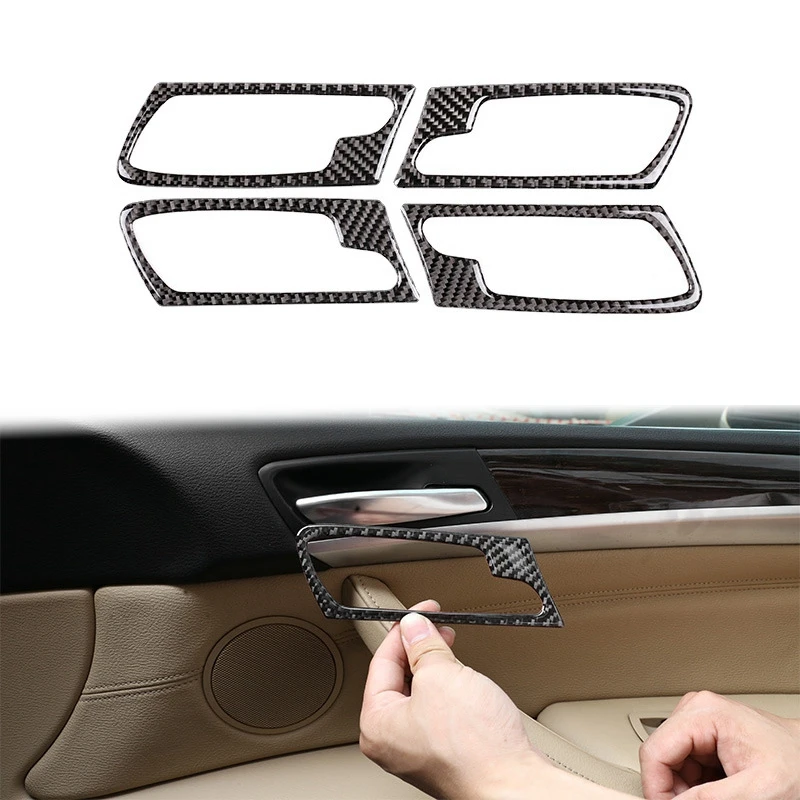 

Car Soft Carbon Fiber Inner Door Handle Frame Cover Trim for-BMW X5 E70 X6 E71 2008-2013