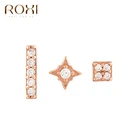 ROXI 3 шт.компл. с украшением в виде кристаллов, стильные женские серьги, маленькие звезды квадратные серьги ювелирные изделия 925 стерлингового серебра Необычные серьги для пирсинга