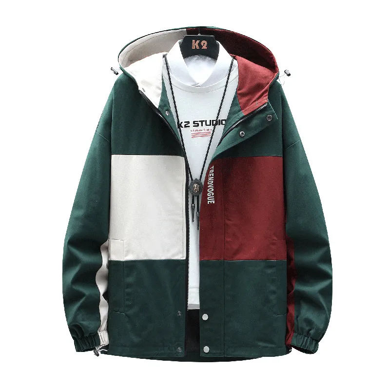 

Men's AutumnSpring and Autumn Leisure Hooded Jacket Street Style Hip Hop Coat Splicing,Loose Fashion Youthful Vitality Clothing