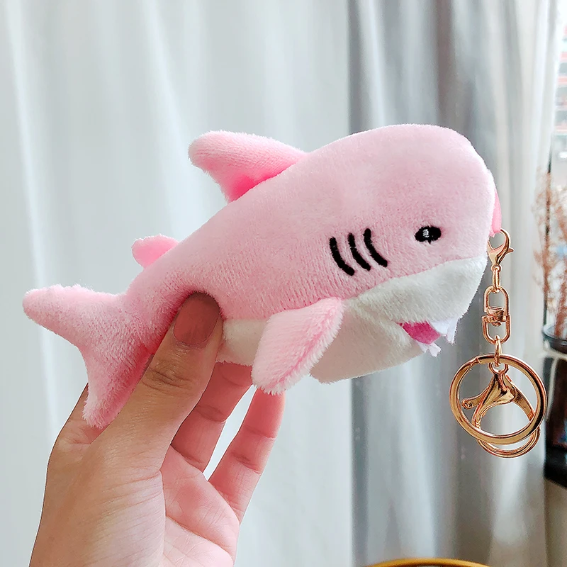 

Creative cute blue shark Keychains Women Plush pendant doll schoolbag Key ring car bag key chain charm Trinket Gift Girl