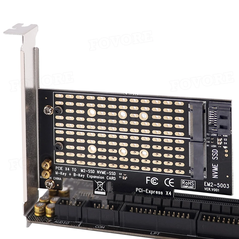 Двойной M2 NVME M.2 M ключ SATA B Ключ SSD к PCI Express PCIe 3 0 адаптер карты для 2230 2260 2280 поддержка
