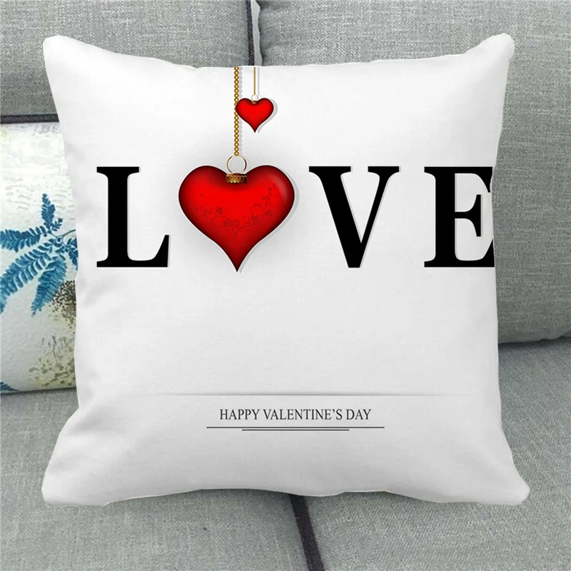 

Valentine's Day Cushion Cover Polyester Linen Cotton 45X45CM Square Pillowcase Home Romantic Decorative Throw Pillow Covers