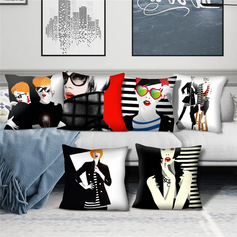 Чехол на подушку с рисунком для девочек Fuwatacchi стильный принтом дома дивана