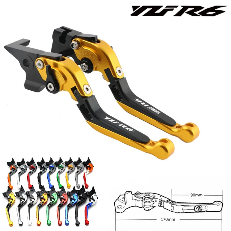 Лазерный Логотип (YZF R6) синий + титан CNC Регулируемые рычаги тормозного сцепления