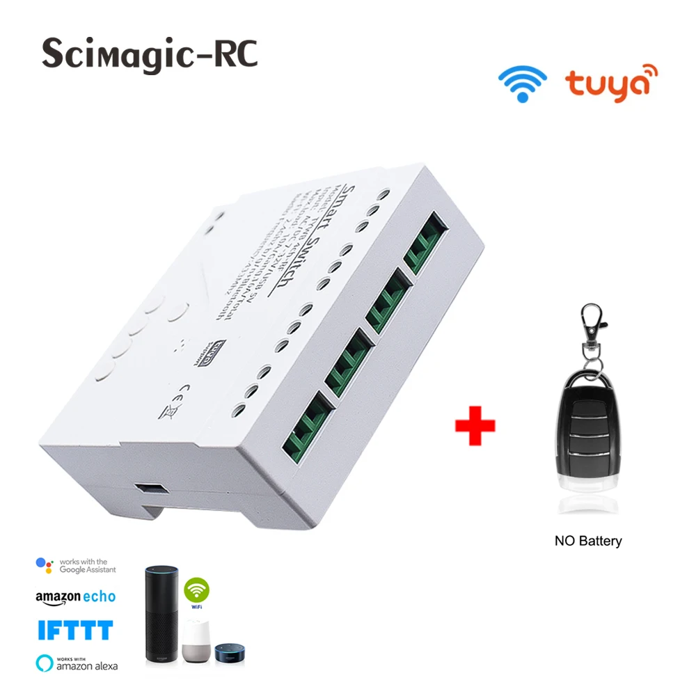

Tuya Wifi Smart Switch 4 Gang Wifi Light Switch Smart Home App Remote Control RF433 Relay Works with Alexa Google Home Newest