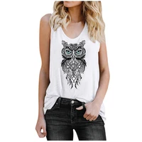 2020 fashion owl printed tank top women sleeveless summer vest graphic female crew neck tank tops for girls harajuku ropa mujer