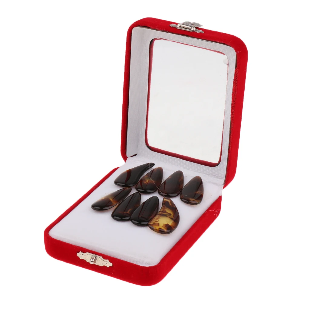 8 Pieces Gu Zheng Nails Zither Koto Finger Picks with Storage Case Portable String Instrument Parts | Спорт и развлечения