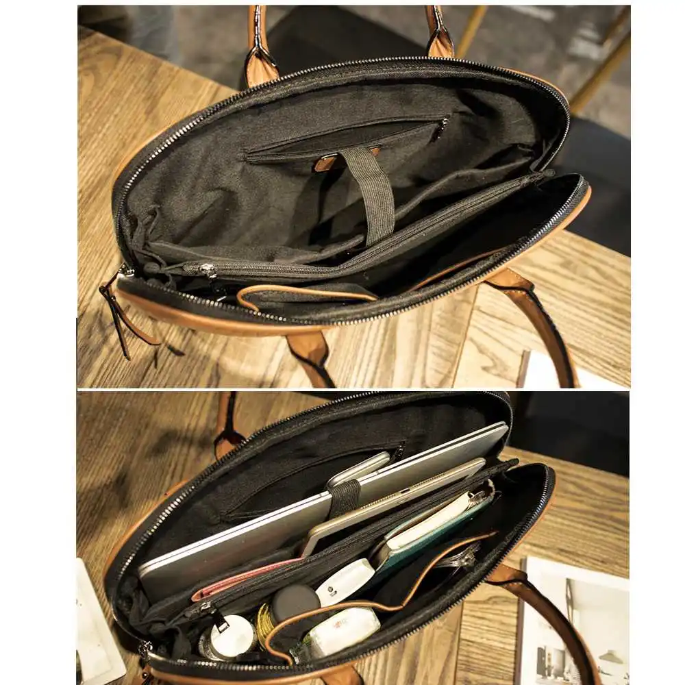 

Business Women Briefcase Leather Handbag Woman Casual Totes 13 14 15 Inch Laptop bag Shoulder Office Bags For Ladies Briefcases