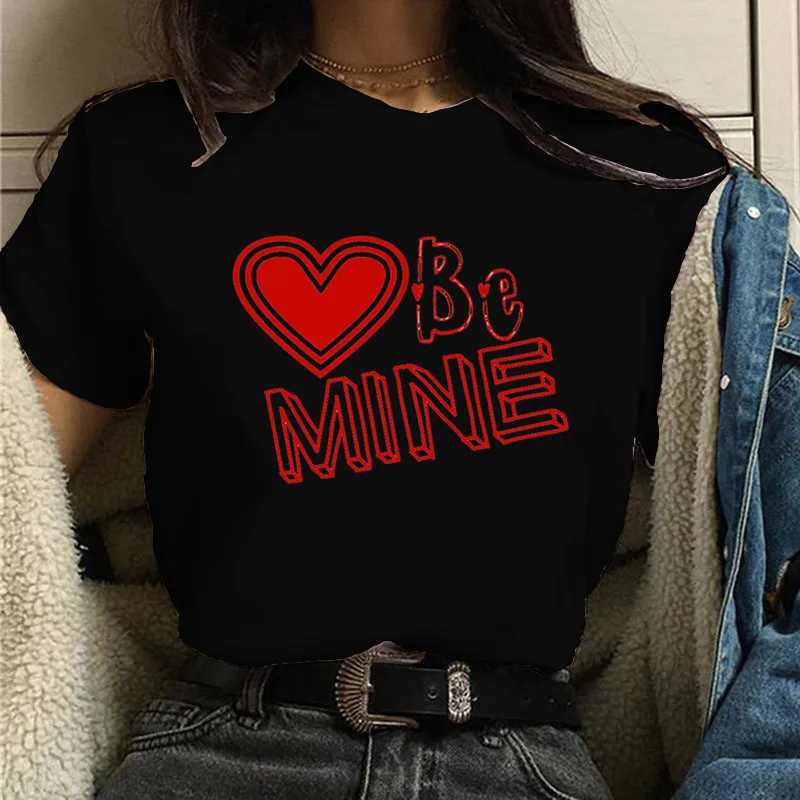 

Be Mine Letter Print Women T Shirt Short Sleeve O Neck Loose Women Tshirt Ladies Fashion Tee Shirt Tops Clothes Camisetas Mujer