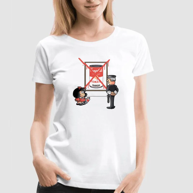 Mafalda футболка женская летняя рубашка с коротким рукавом Quino Женская забавная Милая футболка с круглым вырезом Топы футболки Camiseta 90s рубашки харадзюку - Цвет: GM13465