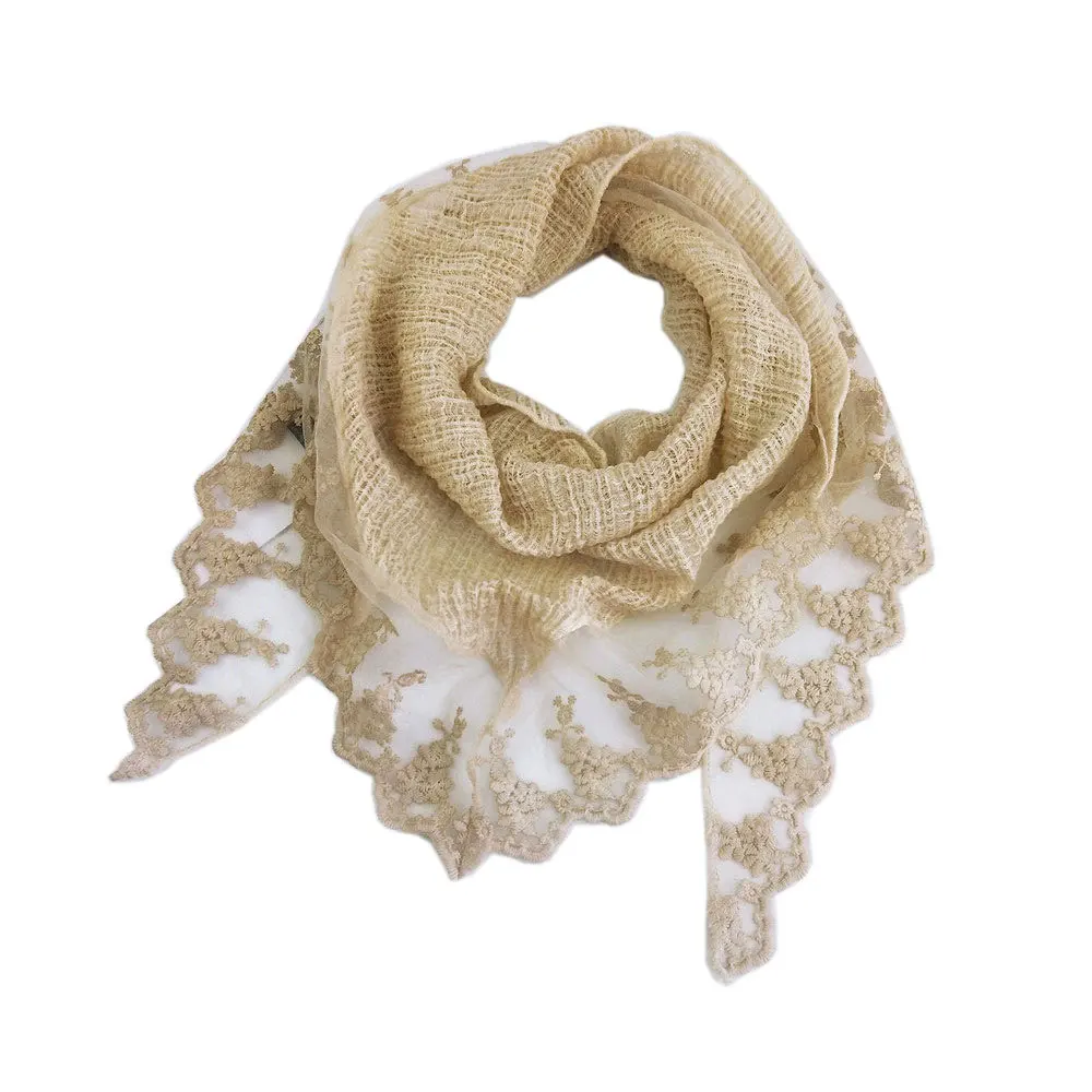 Весенние женские хлопковые треугольные шарфы осень-зима шаль с цветочным